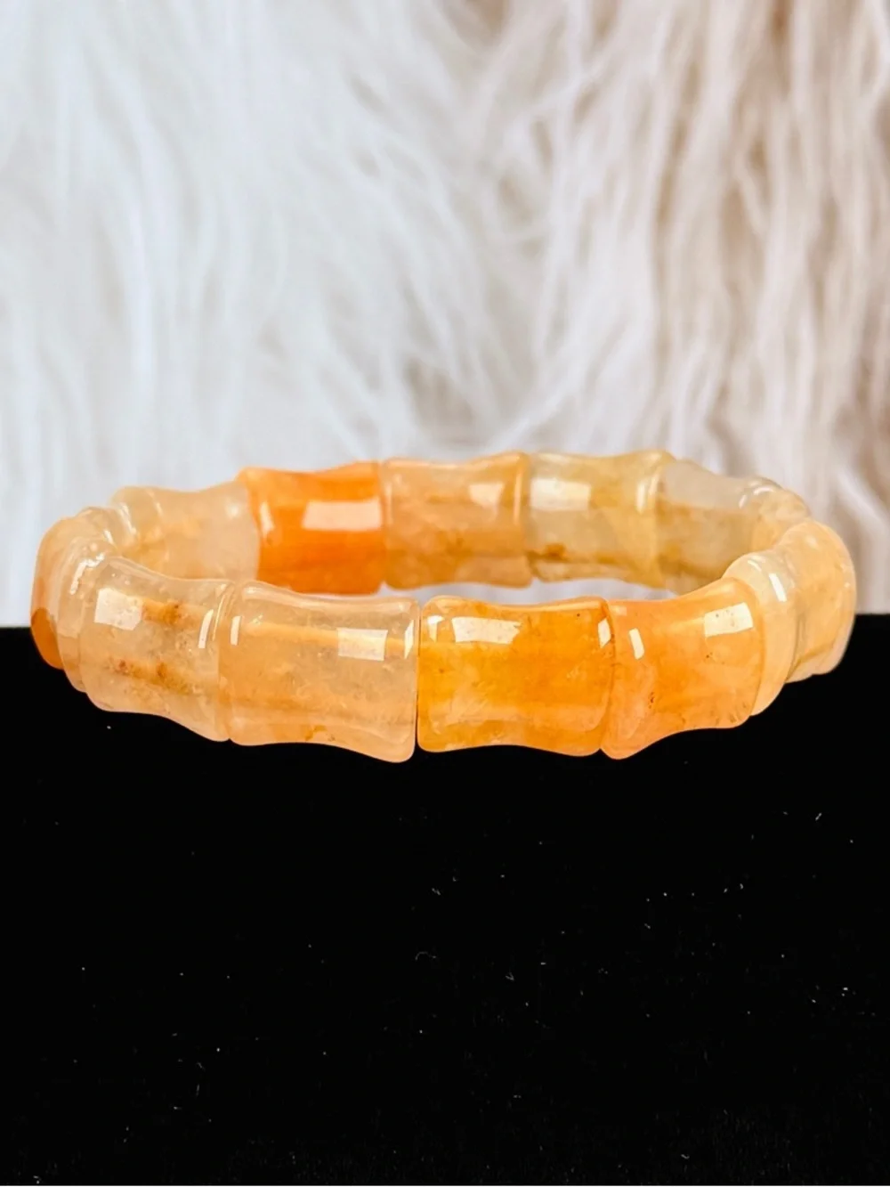 Citrine Beaded Bamboo Shape Stretch Bracelet